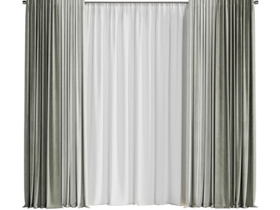 现代布艺窗帘窗纱3d模型 现代布艺窗帘窗纱