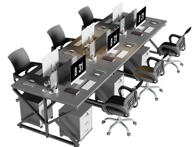 现代办公桌椅组合3d模型 现代办公桌椅组合