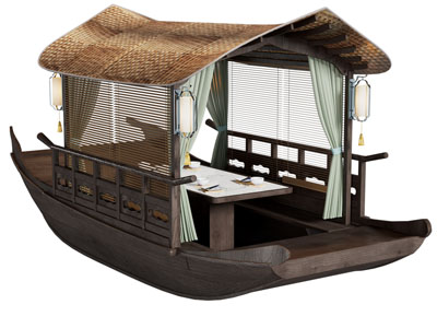 现代古代游船 木船