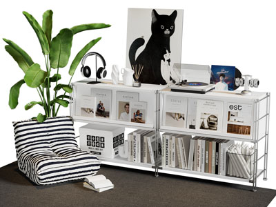 现代玄关柜 书柜 边柜3d模型 现代玄关柜 书柜 边柜