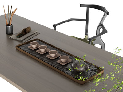 新中式茶桌椅组合3d模型 新中式茶桌椅组合