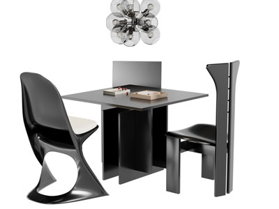 法式休闲餐桌椅组合3d模型 法式休闲餐桌椅组合