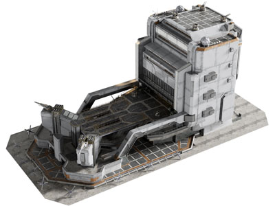 现代卡通建筑 卡通军事防御基地