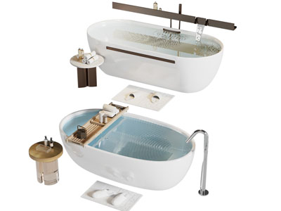 现代装满水的浴缸浴盆