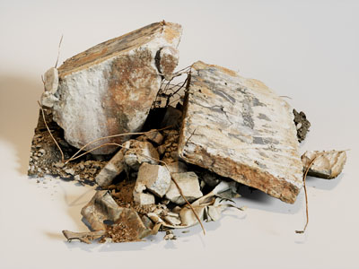 现代建筑垃圾 破旧水泥墙