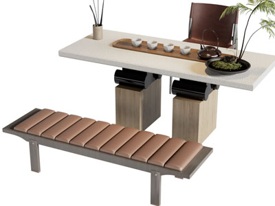 新中式茶桌椅组合3d模型 新中式茶桌椅组合