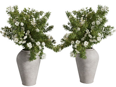 现代陶艺花瓶花卉3d模型 现代陶艺花瓶花卉