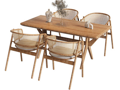 北欧餐桌椅组合3d模型 北欧餐桌椅组合