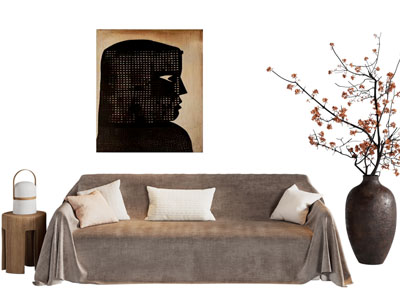 侘寂风多人沙发 边几3d模型 侘寂风多人沙发 边几