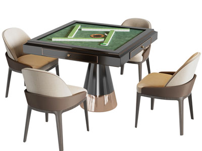 现代方形麻将娱乐桌椅组合3d模型 现代方形麻将娱乐桌椅组合