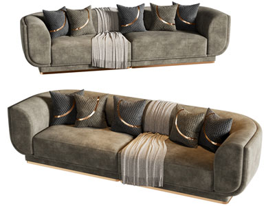 现代轻奢布艺多人沙发3d模型 现代轻奢布艺多人沙发
