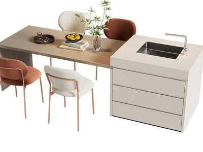 现代吧台餐桌椅组合3d模型 现代吧台餐桌椅组合