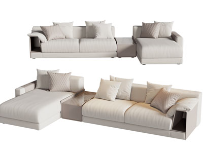 现代布艺转角多人沙发3d模型 现代布艺转角多人沙发