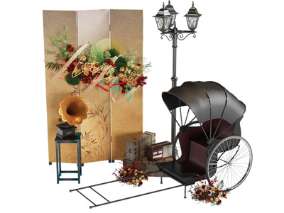 现代复古美陈 摆件组合 网红拍照打卡点3d模型 现代复古美陈 摆件组合 网红拍照打卡点