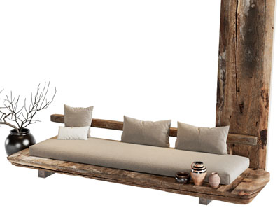 侘寂风中古风多人沙发3d模型 侘寂风中古风多人沙发