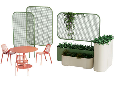 现代铁艺金属网隔断 休闲桌椅组合3d模型 现代铁艺金属网隔断 休闲桌椅组合