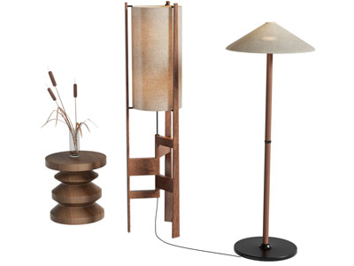 侘寂风落地灯3d模型 侘寂风落地灯