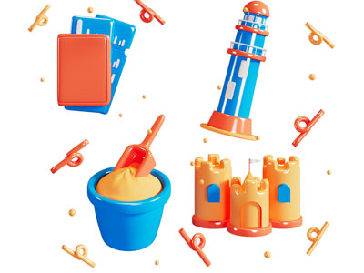 现代儿童塑料玩具美陈 摆件组合3d模型 现代儿童塑料玩具美陈 摆件组合