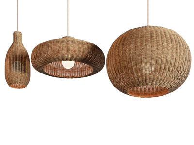 侘寂风民宿竹编灯罩吊灯3d模型 侘寂风民宿竹编灯罩吊灯