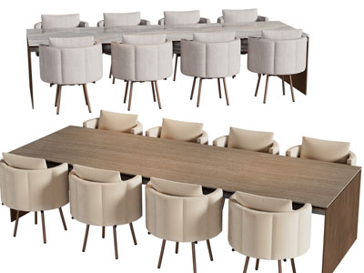 现代可延伸条桌 餐桌椅组合3d模型 现代可延伸条桌 餐桌椅组合