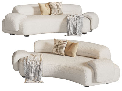 现代奶油风弧形多人沙发3d模型 现代奶油风弧形多人沙发