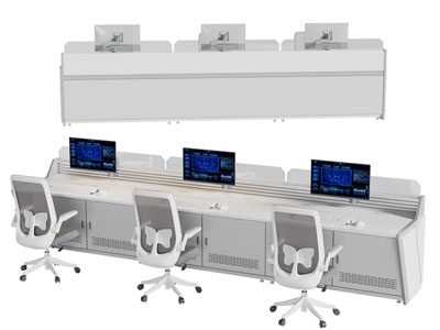 现代监控办公桌椅组合3d模型 现代监控办公桌椅组合