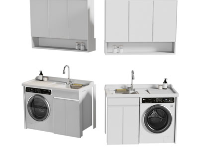 现代阳台洗衣机收纳柜