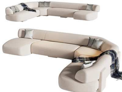 现代转角多人沙发3d模型 现代转角多人沙发