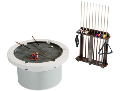 现代圆形台球桌 台球杆 娱乐桌3d模型 现代圆形台球桌 台球杆 娱乐桌