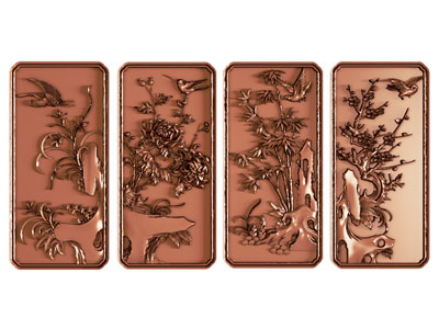 新中式梅兰竹菊浮雕 装饰挂画3d模型 新中式梅兰竹菊浮雕 装饰挂画