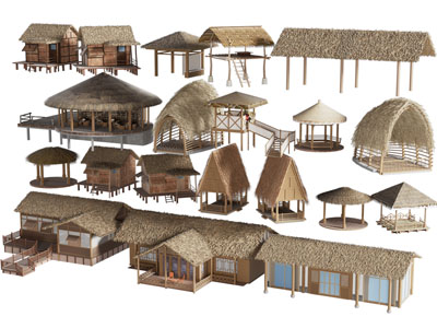 新中式茅草亭子 茅草屋 凉亭亭子