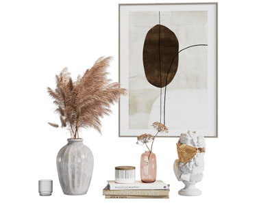 现代花瓶花卉 人物雕塑 书本 挂画摆件组合3d模型 现代花瓶花卉 人物雕塑 书本 挂画摆件组合