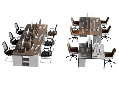 现代办公桌椅组合3d模型 现代办公桌椅组合