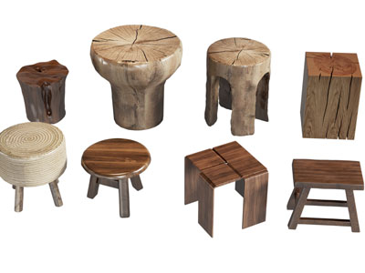 侘寂风中古风圆形凳子