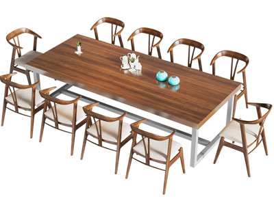 新中式实木餐桌椅组合3d模型 新中式实木餐桌椅组合