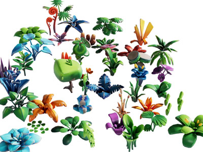 现代卡通花卉花草植物3d模型 现代卡通花卉花草植物