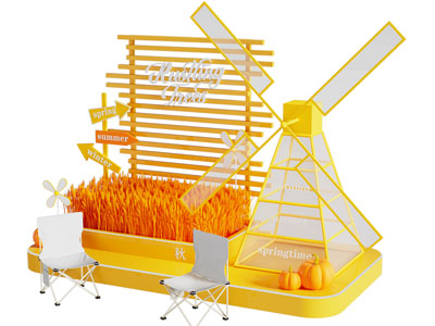 现代风车美陈 网红拍照打卡点3d模型 现代风车美陈 网红拍照打卡点