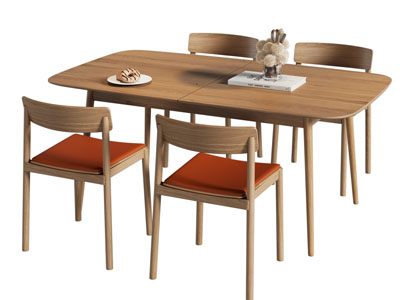 现代实木餐桌椅组合3d模型 现代实木餐桌椅组合