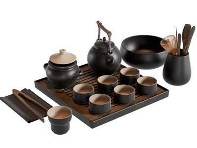 新中式茶盘 茶壶 茶杯 茶具杯子3d模型 新中式茶盘 茶壶 茶杯 茶具杯子
