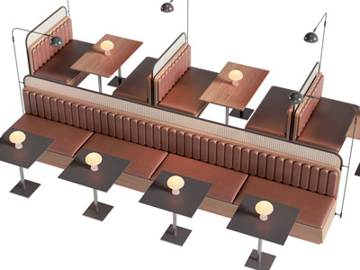 现代饭店卡座多人沙发 餐桌椅组合3d模型 现代饭店卡座多人沙发 餐桌椅组合