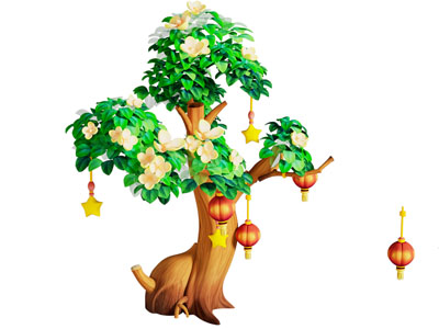 现代卡通大树 场景文件3d模型 现代卡通大树 场景文件