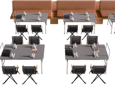 现代饭店卡座餐桌椅组合3d模型 现代饭店卡座餐桌椅组合