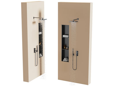 现代淋浴花洒 嵌入式浴室柜架