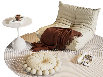 现代奶油风懒人沙发 边几 坐垫