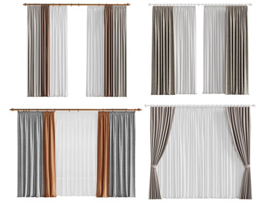 现代窗帘窗纱3d模型 现代窗帘窗纱