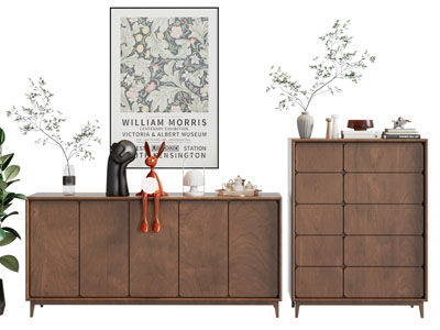 现代中古风玄关柜 边柜 斗柜3d模型 现代中古风玄关柜 边柜 斗柜