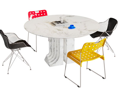 现代圆形大理石餐桌椅组合3d模型 现代圆形大理石餐桌椅组合