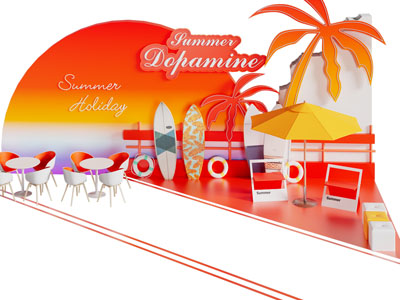 现代夏季沙滩美陈 网红打卡拍照点3d模型 现代夏季沙滩美陈 网红打卡拍照点