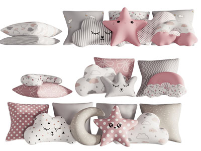 现代布艺卡通坐垫抱枕3d模型 现代布艺卡通坐垫抱枕