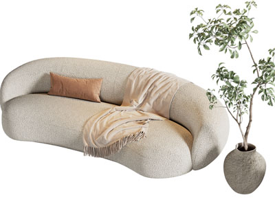 现代奶油风多人沙发3d模型 现代奶油风多人沙发